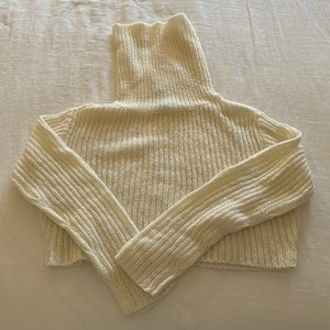 Ivory knit turtleneck cropped sweater